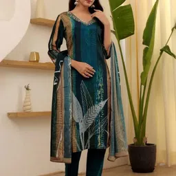 URMIR FASHION Women Colourblocked Regular Kurta with Trousers & With Dupatta-picture-30