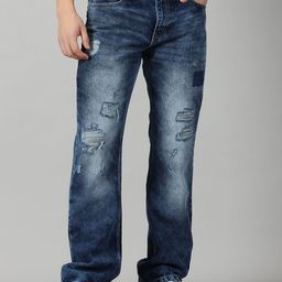 VUDU Men Comfort Relaxed Fit Mildly Distressed Light Fade Stretchable Jeans-image-17
