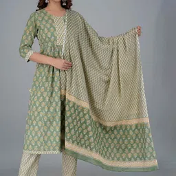 HERE&NOW Women Ethnic Motifs Printed Gotta Patti Anarkali Kurta Sets-picture-55