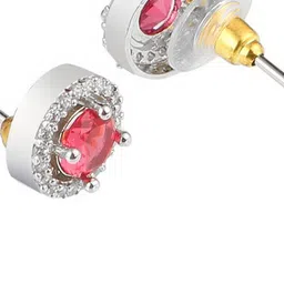 Anouk Rhodium-Plated Artificial Stones Studded Circular Shaped Studs image 3