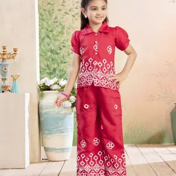BAESD Girls Embroidery Shirt Collar Pure Cotton Top with Trousers-picture-3