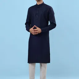 azania Men Regular Linen Kurta with Pyjamas image 4