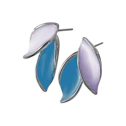 FIMBUL Set Of 2 Silver-Plated Enamelled Leaf Shaped Studs image 2