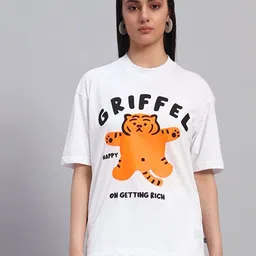 GRIFFEL Women Ultralite Graphic Printed Round Neck Cotton Oversized T-shirt-image-49
