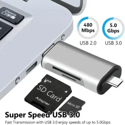 ALRITO High-Speed Data Transfer 3-in-1 Card Reader – USB 3.0, USB-C, Micro USB | SD, Micro SD, SDXC, SDHC Card Reader image 2