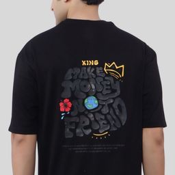 WILD ELEPHANT Men Printed Drop-Shoulder Sleeves Oversized T-shirt-image-95