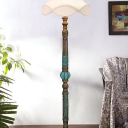 Devansh Off-White & Brown Wooden Floor Lamps-16