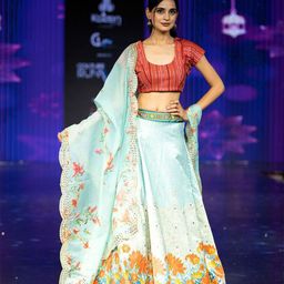 Kaizen TEXO FAB Embroidered Sequinned Semi-Stitched Lehenga & Unstitched Blouse With Dupatta-9