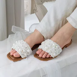 CAI Women Embellished Party Open Toe Flats-image-41