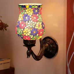 Devansh White & Blue Textured Metal Traditional Wall Lamp-image-95