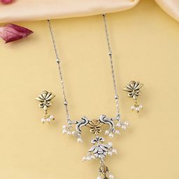 Voylla Silver-Plated Beaded Qasbah Kamali Oxidised Two Tone Jewellery Set-picture-39
