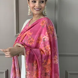 CANBIA Ethnic Motifs Embroidered Regular Kurta with Trousers & With Dupatta image 2