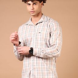 V-Mart Men Spread Collar Tartan Checked Cotton Casual Shirt-picture-9