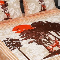 THE HOBBY BOUNTY Brown Floral Printed 210 TC King Pure Cotton Bedsheet Set 2.28 m x 2.74 m-image-79