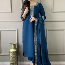 Siya Fashion Women Floral Yoke Design Regular Kurta with Trousers & With Dupatta-image-64