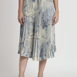 ZWERLON Printed Pleated A-Line Maxi Skirt-picture-25