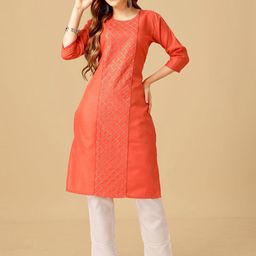 HI FI NX Geometric Embroidered Straight Kurta With Trousers-image-39