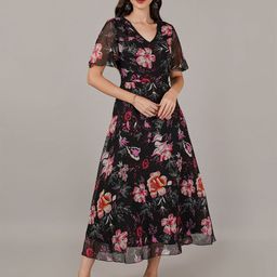 Curvydrobe Women Floral Printed Flared Sleeve Maxi Midi Dress-image-79