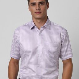 Van Heusen Men Spread Collar Vertical Striped Cotton Formal Shirt-image-90