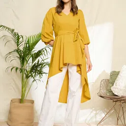 Berrylush Women Bishop Sleeves High-Low Top-picture-26