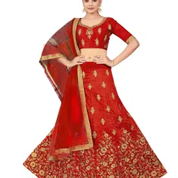 Maroosh Embroidered Thread Work Semi-Stitched Lehenga & Unstitched Blouse With Dupatta-picture-4