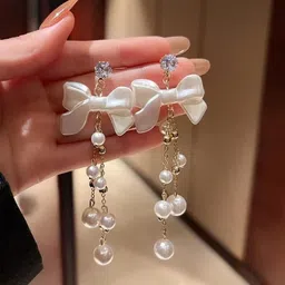 SZN Gold Plated Artificial Stones And Beads Contemporary Shaped Drop Earrings-22