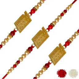 MEIRA JEWELLERY 5-Pcs Rakhi With Roli Chawal & Greeting Card-18