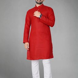 DVILLA Men Cotton Solid Straight Kurta-image-59