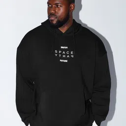 Trendyol Men Typography Printed Hood Pullover Sweatshirt-image-60