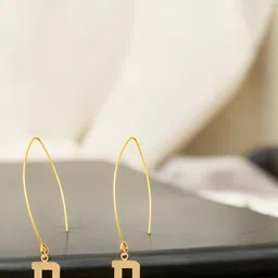 Goldnera Gold-Plated Alphabet Shape Contemporary Drop Earrings-15
