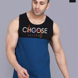 SLOWLORIS Pack Of 2 Printed Combed Cotton Gym VestsVSL26 CMB(CHS BLACKPEACOCK)(ADV NAVY)-picture-23