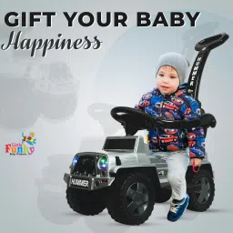 Stylish Hummer Plus Kids Car With Music & Lights Ride On Car With Push Handle Tricycle-58