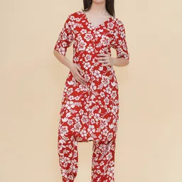 Mine4Nine Women Floral Printed Regular Kurta with Harem Pants-picture-37