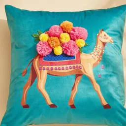 Home Centre Green & Brown Camel Printed Square Filled Cushion-image-54