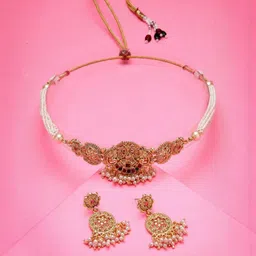Sukkhi Gold-Plated American Diamond-Studded & Beaded Jewellery Set-picture-23