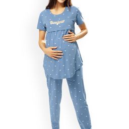 Lotik Women Printed Maternity & Feeding Night suit-image-61