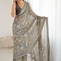 V3 FASHION STUDIO Floral Satin Saree-picture-18