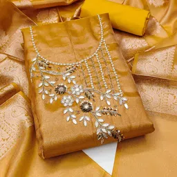 SAINOOR Floral Embroidered Beads & Stones Unstitched Dress Material-image-4