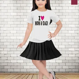MRS NATURAL Girls Pack Of 2 Printed Round Neck T-Shirts With Skirts-image-105