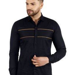 Metronaut Men Regular Fit Spread Collar Horizontal Striped Cotton Casual Shirt-image-107