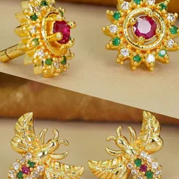 DIVASTRI Women Gold Plated Stud Earrings-15