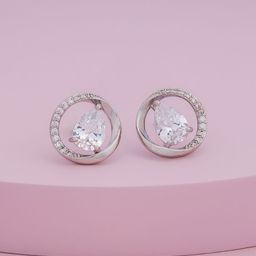 Kushal's Fashion Jewellery Rhodium-Plated Zircon Studded Classic Studs-picture-47