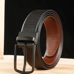 Teakwood Leathers Men Textured Leather Reversible Formal Belt-image-99