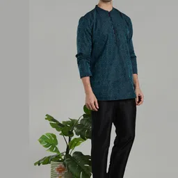 Abhishti Men Ethnic Motifs Printed Regular Jacquard Kurta With Trousers-picture-1