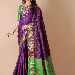 jayant creation Woven Design Zari Silk Blend Patola Saree-picture-1