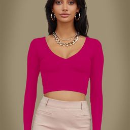 Dream Beauty Fashion Women V-Neck Fitted Crop Top-image-50