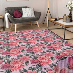 Kaleen India Purple Floral Anti-Skid Polyester Carpet-image-26