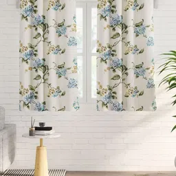 Home Centre corsica florish Blue & White 2 Pieces Floral Black Out Window Curtains-9