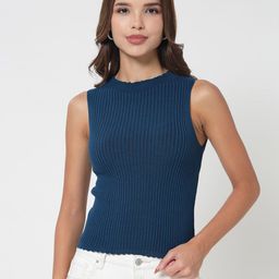 Kalt Women High Neck Sleeveless Ribbed Sweater-image-89