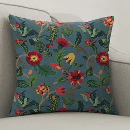CASABLEU Teal Green & Red 2 Pieces Ethnic Motifs Square Cushion Covers image 2
